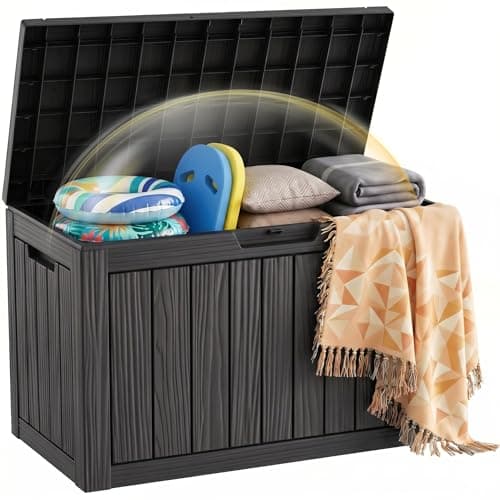 EFU Outdoor Storage Box 55 Gallon Deck Box (Indoor & Outdoor) Lockable UV Resistance Waterproof Resin Storage Bin Storage Box for Outdoor,Patio Storage(Black)