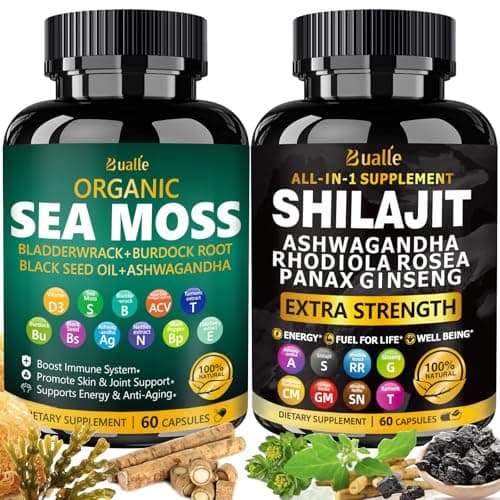 Pure Himalayan Organic - Shilajit Capsules - Premium Shilajit for Men - with Ashwagandha Ginseng and More Fulvic Acid for Men/Women - 120 Capsules