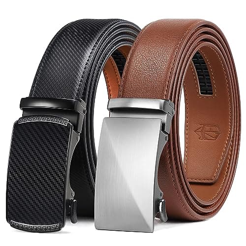 Zitahli Leather Ratchet Belt for Men - 2 Pack Mens belt,Customizable Fit