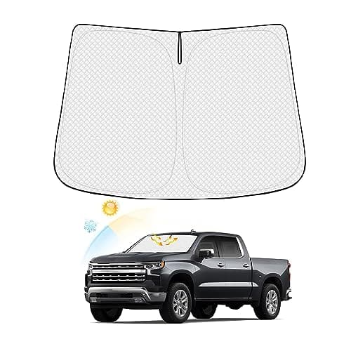 Canvcle Windshield Sun Shade for 2019-2025 2026 Chevy Silverado 1500/GMC Sierra 1500 Accessories Thicken 6-Layer Foldable Front Window Sunshade Sun Visor Cover Protector Block UV Rays