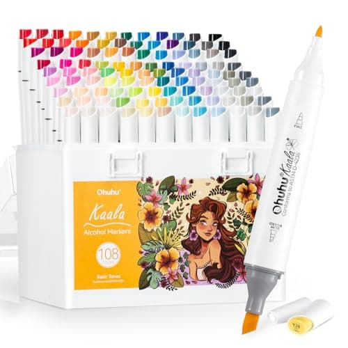 Ohuhu Alcohol Markers 108 Colors Fine& Slim Broad for Architectural Design