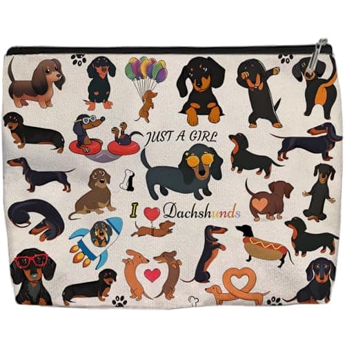 Aypvora Dachshund Makeup Bag for Women - Lightweight Travel Pouch with Lining, High-definition, Double-Sided Printed, Funny Dachshund Gift Bags for Birthday & Christmas Gifts
