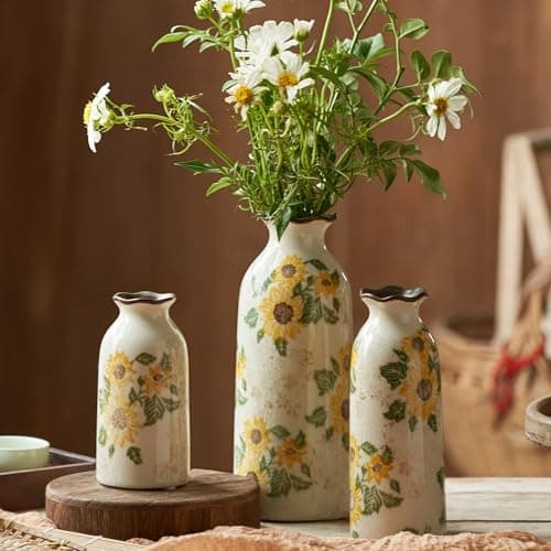 Levvohd Autumn Vintage Ceramic Vase Set of 3 for Decor Home