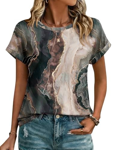 Zeagoo Oversized Tshirts for Women Short Sleeve Tunic Tops Cute Summer Loose Fit Blouses Casual Crew Neck Clothes 2XL