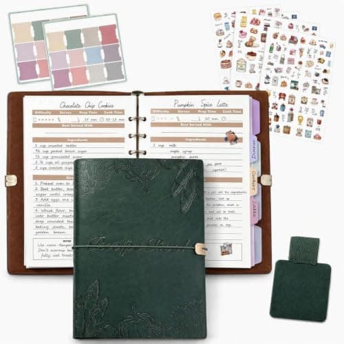 Suaetiai Blank Recipe Book to Write in Your Own Recipes,Leather Recipe Book