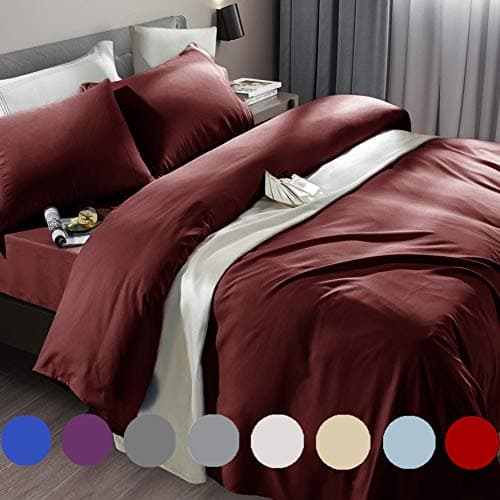 SONORO KATE Bed Sheet Set Super Soft Microfiber 1800 Thread Count Luxury Egyptian Sheets Fit 18-24 Inch Deep Pocket Mattress Wrinkle-6 Piece (Burgundy, Full)