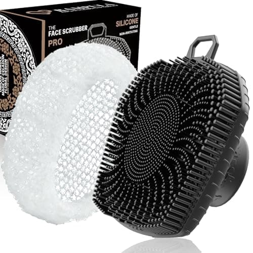 RamPula Face Scrubber & African Net, Silicone Exfoliating Brush for Men Women, Facial Cleansing Brush, Manual Waterproof Cleansing Skin Care, Blackhead Removing Pore Cleansing Massaging Face Brushes