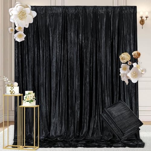 Black Sequin Backdrop Curtain 2 Panels 4.8FTx10FT Glitter Background Cloth