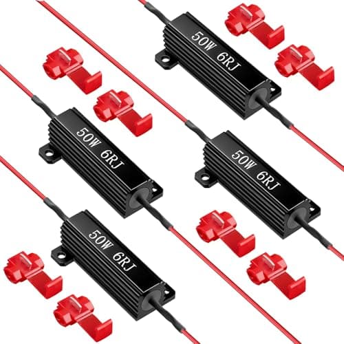 4pcs 50w 6ohm Load Resistors Led Turn Signals - Resistors For Led Lights Kit, Led Load Resistor Fix Led Turn Signal Blinker/Error Code,Urable Heat-Resistant Design (Gets Hot During Use) -Black