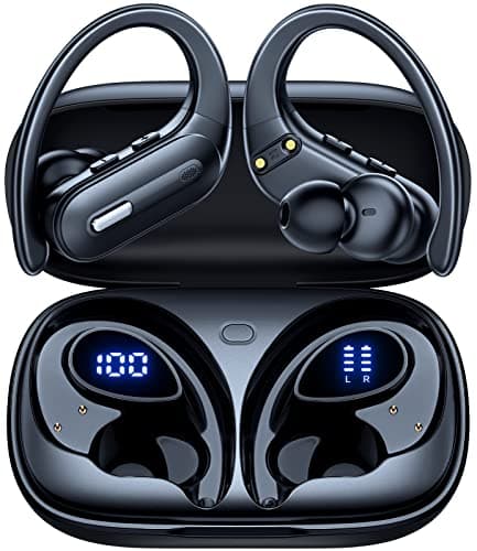 Active Noise Cancelling Ear Buds Wireless Earbuds 90 Hrs Playtime Bluetooth Headphones with Power Display Case Hi-Fi Stereo Bass Over-Ear Earphones with Waterproof Transparency Headset for Gym/Sports