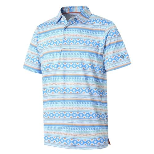 Golf Shirts for Men Dry Fit Short Sleeve Print Performance Moisture Wicking Polo Shirt