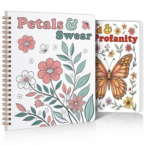 SKYDUE Aesthetic Adult Coloring Book Set of 2, Coloring Books for Adults Relaxation, Spiral Bound Funny Animal & Flower Designs for Stress Relief, Gift for Women and Men
