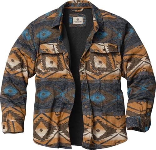 Legendary Whitetails Mens Thermal Lined Shirt Jacket Plaid Flannel Polyfill Insulated Shacket, Upland Oasis, LRG