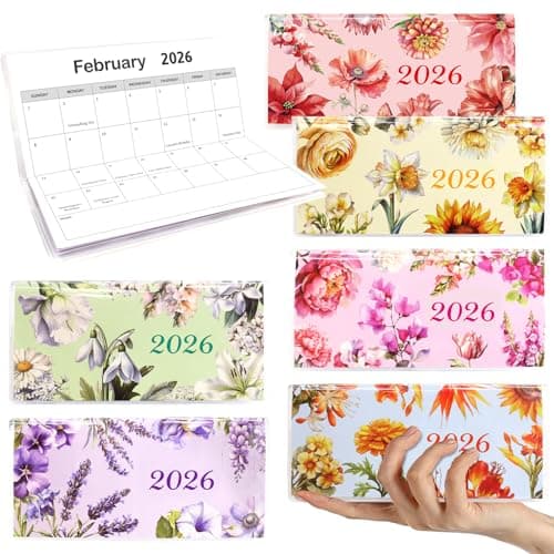 Ceiba Tree 6Pcs Pocket Calendar for Purse 2026 Calendar Planner Journal Writing Notebook Christmas New Year Gifts for Nurse Teacher Employees