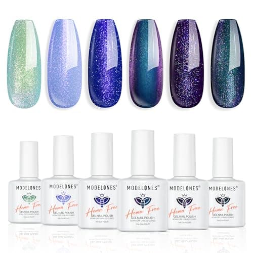 modelones Glitter Gel Nail Polish Set, Galaxy 6 Colors Chameleon Hema-Free
