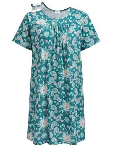 Deyeek Women's Adaptive Open Back Elderly Nightgowns for Women - Assisted Dressing Hospital Gown With Shoulder Snaps M