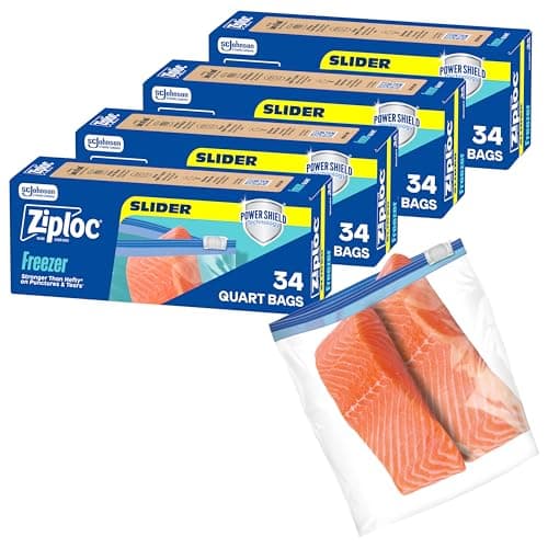 Ziploc Quart Freezer Slider Bags, 136 Total Bags (34 Count, 4-Pack)