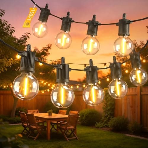 beatineon Outdoor String Lights,Led Patio Globe Lights with Plastic Bulbs,Waterproof,Shatterproof,G40 Outdoor String Lights,Connectable Hanging for Backyard, Bistro, Porch, Deck, Balcony,Tent (150FT)