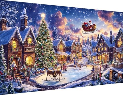 igoodom Large Diamond Art Kits for Adults, Christmas Large Diamond Painting Kit, Full Drill Round Big Diamond Art Kits, DIY Gem Art and Crafts for Home Wall Decor Gift 27.5 X 15.7inch