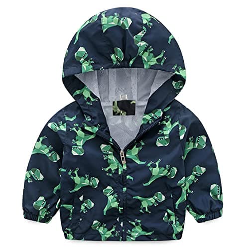 lymanchi Kid Baby Boy Dinosaur Hooded Jacket Windbreaker 756 Navy 100