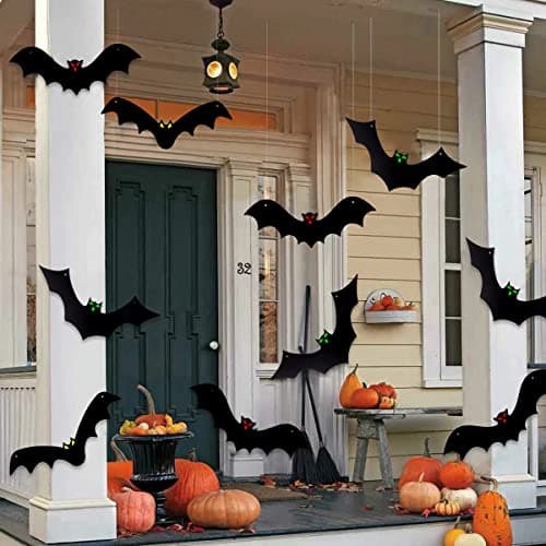 YUJUN Halloween Hanging Bats for 12PCS 3D Halloween Yard Outdoor Decoration