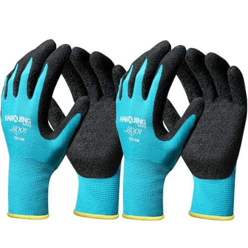 Breathable Nitrile Gardening Gloves 2 Pairs for Women, Anti-Slip Stretchy for Weeding Planting Chores DIY, Blue S/M/L