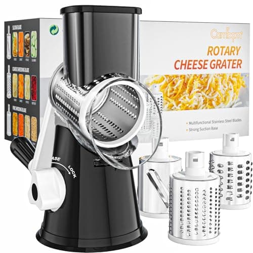 Cambom Rotary Cheese Grater Hand Crank Cheese Shredder, Black