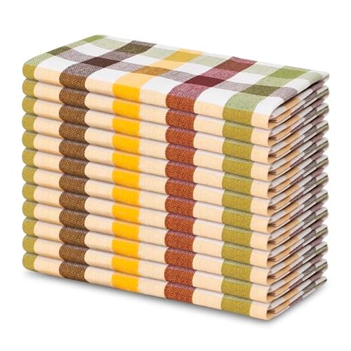 Blue Needles Buffalo Plaid Cloth Napkins - 100% Cotton Set of 12 Harvest Gingham Napkins 18x18 inches - Soft, Reusable, Washable Perfect for Spring Summer Easter & Everyday Use - Harvest Checks