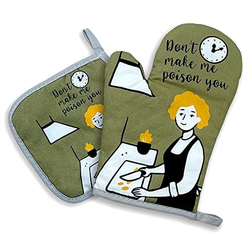 zcyhtqp, Don’t Make Me Poison You, Funny Silicone Non-Slip Oven Mitts and Pot Holders Sets of 2, Kitchen Gift for Women, Housewife Baking Cooking Gifts, Mother's Day Kitchen Gifts