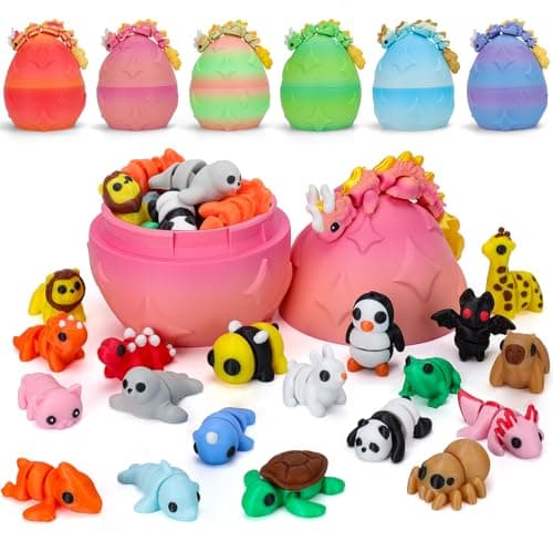 VUTIKPIX Mini 3D Printed Animals Figurines with Dragon Egg Set,