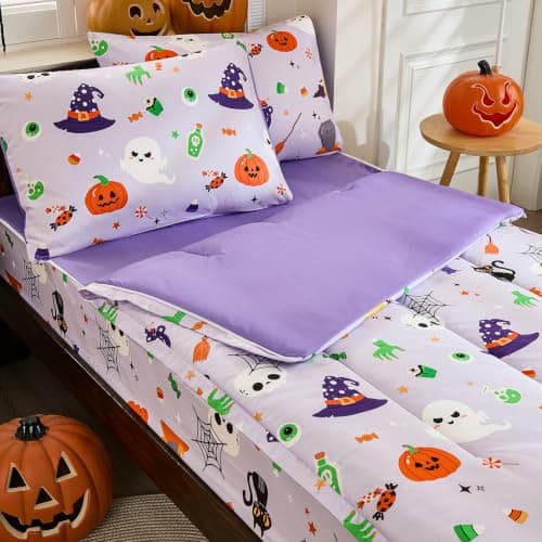 Anibedding 3Pcs Halloween Full Zipper Bedding Set Light Purple All in One