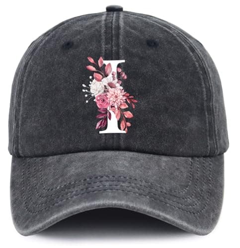Cute Birthday Gifts for Women, Mom, Girls, Classic Alphabet Letter I Wedding Bridesmaid Baseball Cap, Christmas Mother's Day Hats for Mama Grandma