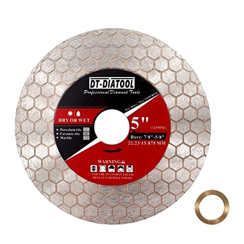 DT-DIATOOL Porcelain Tile Cutting Disc 5 Inch Arbor 7/8"- 5/8"