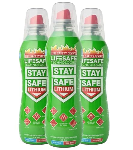 StaySafe Lithium Fire Extinguishing Spray By LifeSafe Technologies | Patented Non-Toxic Fluid Suppresses Fires Caused By Lithium-Ion Batteries in Phones, Laptops, Power Banks and Other Electronics
