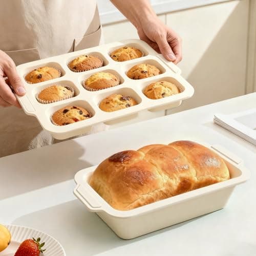 Silicone Bread Loaf Pan Set: 9.5 x 5 Inch Loaf Mold with Metal Frame
