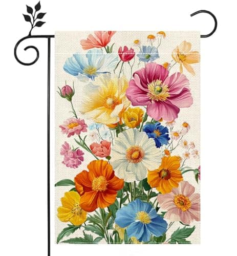 Spring Summer Colorful Floral Garden Flag for Outside 12x18 Inch Double Sided Flower Yard Outdoor Flag