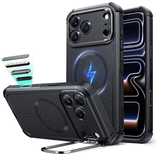 ESR for iPhone 17 Pro Phone Case with Stand, 23ft Military-Grade Drop Protection with Camera Control, Shock-Absorbing Rugged Cover, Compatible with MagSafe Accessories, Cyber Series, Black