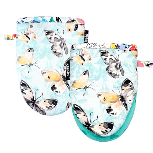 Alselo Mini Oven Mitts 2-Pack Set,Silicone Little Kitchen Gloves