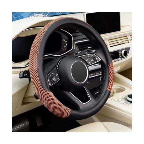 Osilly Car Steering Wheel Cover, 14.5-15" Microfiber Leather Ice Silk Anti-Slip Steering Wheel Protector, Comfortable Auto Interior Protection Accessories, Universal Fit (Coffee)
