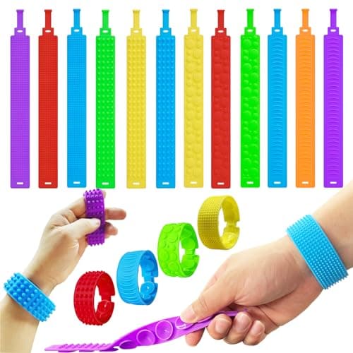 Ederumi Fidget Sensory Toys for Autism,12PCS Sensory Items Autism Bracelet for Kids Audlts,Fidget Bracelet Anxiety Relief Items Classroom Must Haves Party Favors