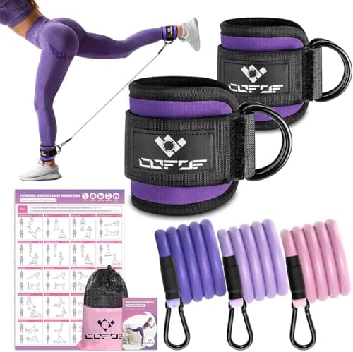 Ankle Resistance Bands with Cuffs, Leg Exercise Equipment with Poster