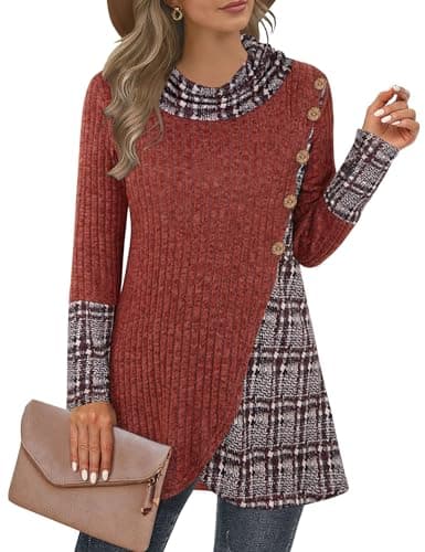 Miusey Womens Sweatshirts No Hood Women's Pullover Sweaters Oversized Sweatshirts for Women Loose Fit Winter Sweaters for Women Trendy Brown 2XL