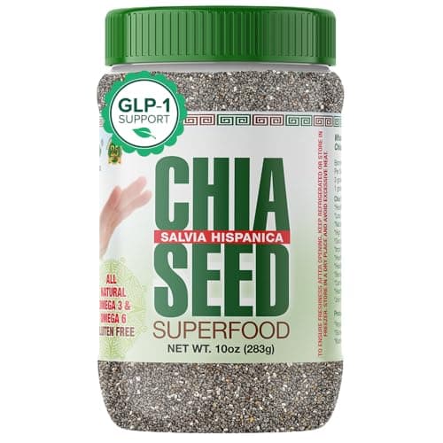 Sanar Naturals Chia Seeds | High Fiber Supplement, GLP-1 Support, Plant-Based Protein with Omega-3 | Superfood for Smoothies Baking and Oatmeal | Vegan, Non-GMO, Raw Bulk, Gluten Free, 10 oz