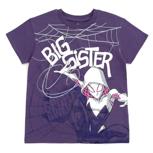 Marvel Spider-Man Spider-Gwen Toddler Girls Drop Shoulder T-Shirt Deep Purple Ghost Spider Big Sister 3T