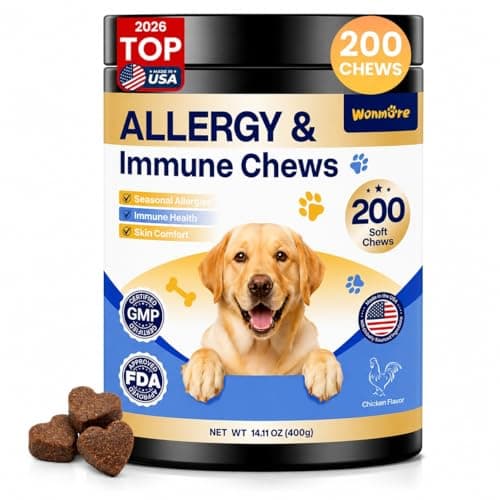 Wonmore Dog Allergy Chews, Itchy Skin & Paw Licking Support, 200 Soft Chews