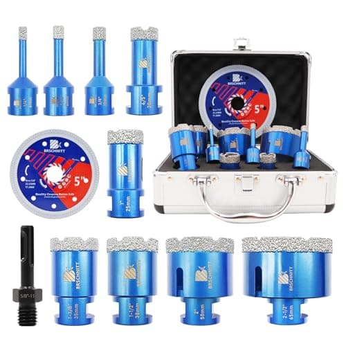 Diamond Core Drill Bit Set - for Porcelain Tile Ceramic Marble Granite Drilling,BRSCHNITT 1/4" 5/16" 3/8" 4/5" 1" 1-3/8" 1-1/2" 2" 2-1/2" Vacuum Brazed Diamond Hole Saw with 5/8-11 Thread