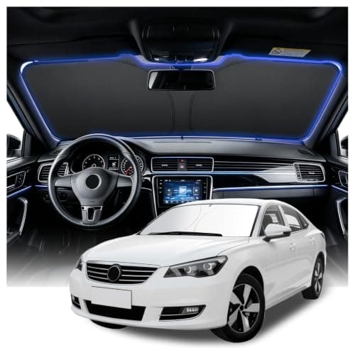59"x31" New Car Windshield Sun Shade,Foldable Oxford Cloth Sun Shade for Car Windshield Blocks Heat & Lowers Interior Temperature,Summer Essentials Cars Suns Shades with Storage Bag
