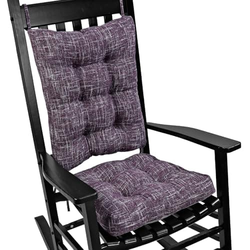 SINOSSO Rocking Chair Cushion Set with Thick Padding, Back Pillow & Seat Cushion with Ties, Modern Interwoven Style Indoor Living Room Rocker Chair Pads for Elderly Sitting, Purple