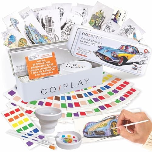 COIPLAY Watercolor Craft Kit, Paint Set, 648 Color Blocks, 52 Coloring Bookmarks, Travel & Adventure Theme, Gift for Kids & Adults