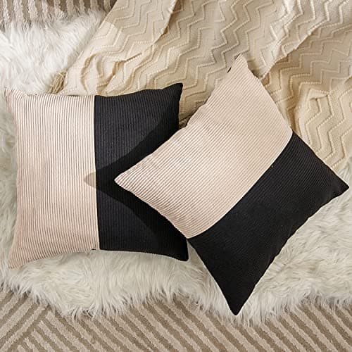 Avigers Throw Pillow Covers 20 x 20 Inch, Set of 2, Black White, Velvet